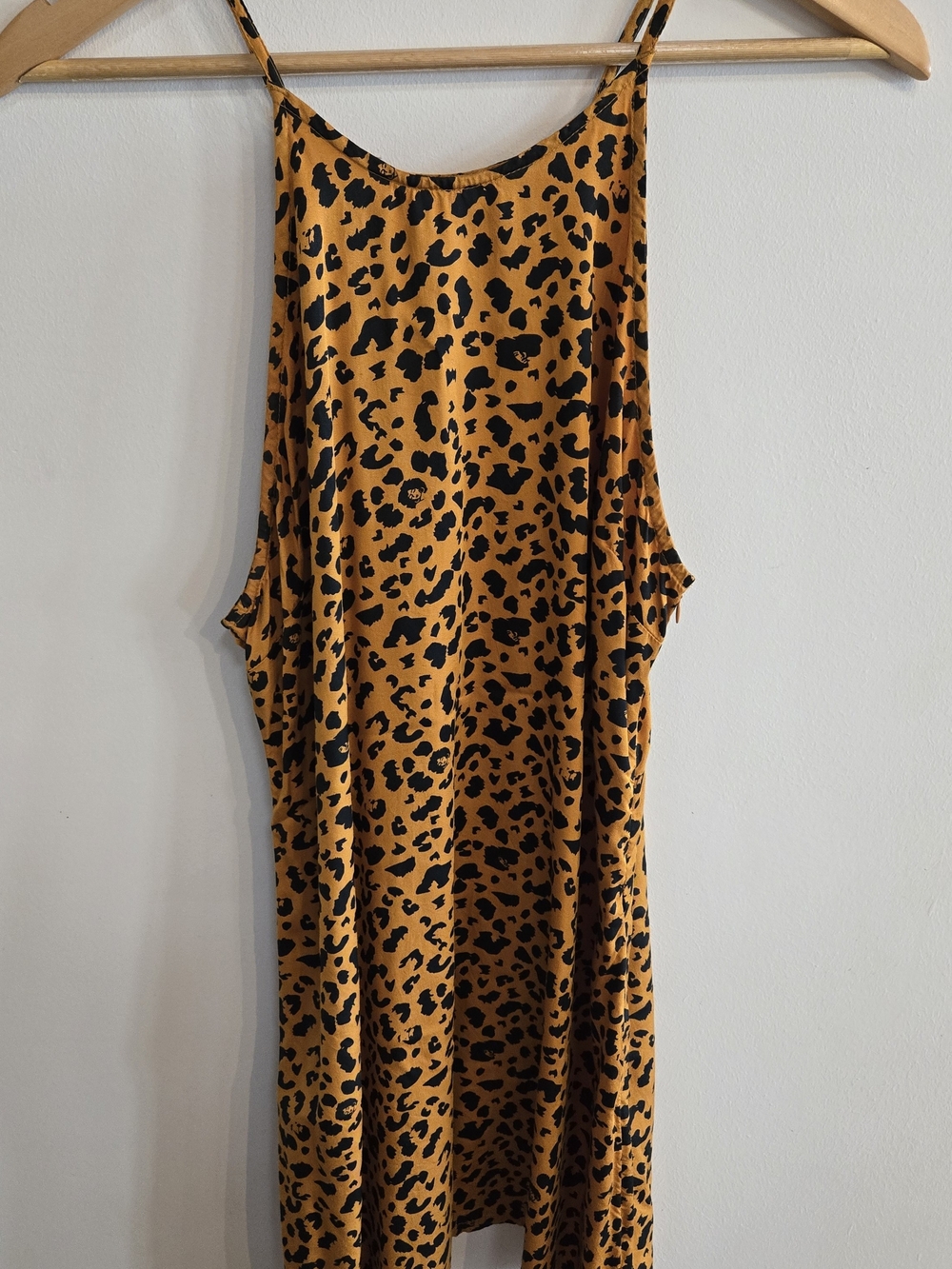 RVCA Black Leopard Print on Mustard Mini Slip Dress